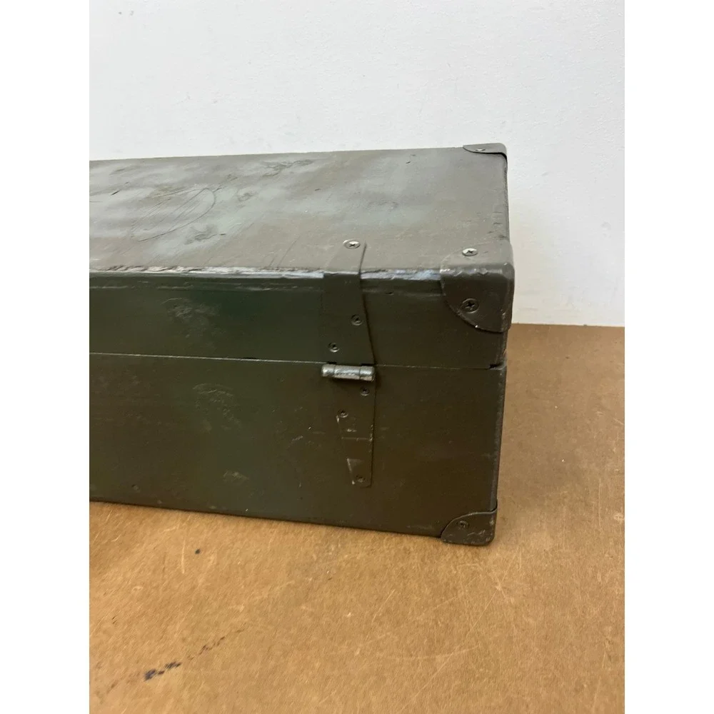 Vintage Military Wooden Chest Case OD Green Trunk Locking Tool Box Storage US